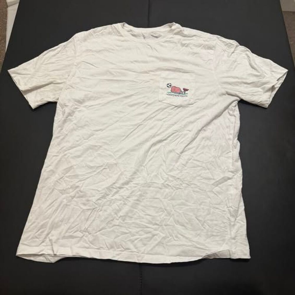 Vineyard Vines Soccer Whale Pocket T-Shirt, White, Men's Large